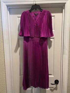 Express Fuchsia Pleated Midi Dress